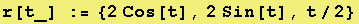 r[t_] := {2 Cos[t], 2 Sin[t], t/2}